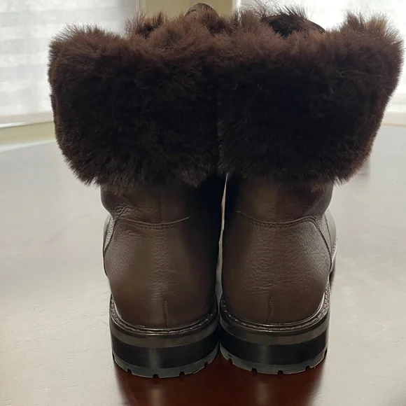 Ralph Lauren Dark Brown Lace-Up Boots with Gold Accents;NWOT. - Picture 4 of 8